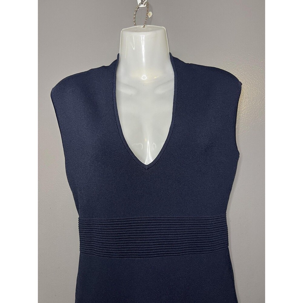 Michael Michael Kors Dress Womens Small Blue Sleeveless V Neck Knit Sheath Midi